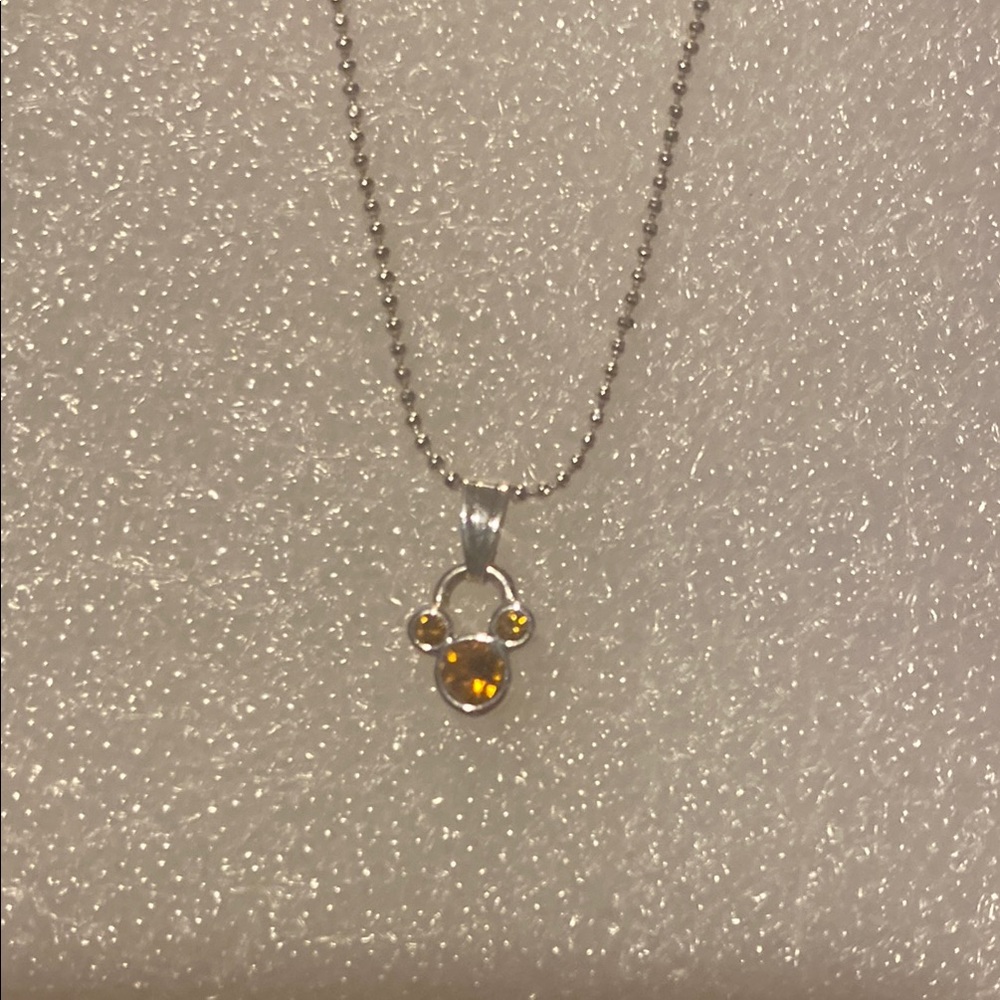 NWOT Disney Mickey with orange Swarovski crystal pendant necklace